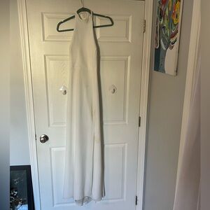 White Halter Maxi Dress, Open back